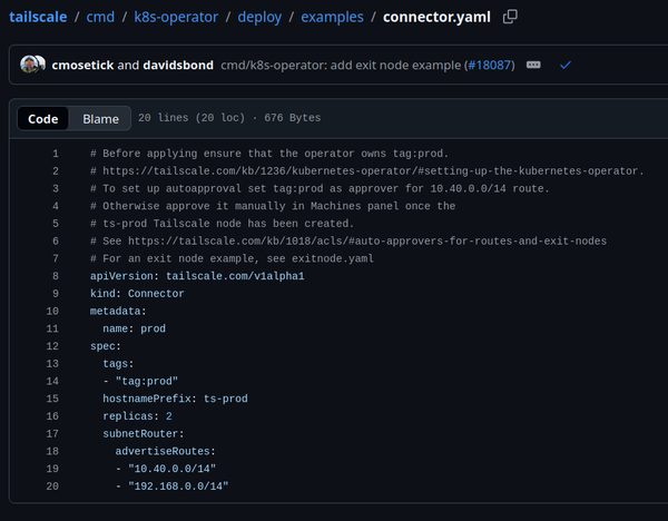 GitHub: connector.yaml file view -- co-authored by cmosetick and davidsbond, PR #18087